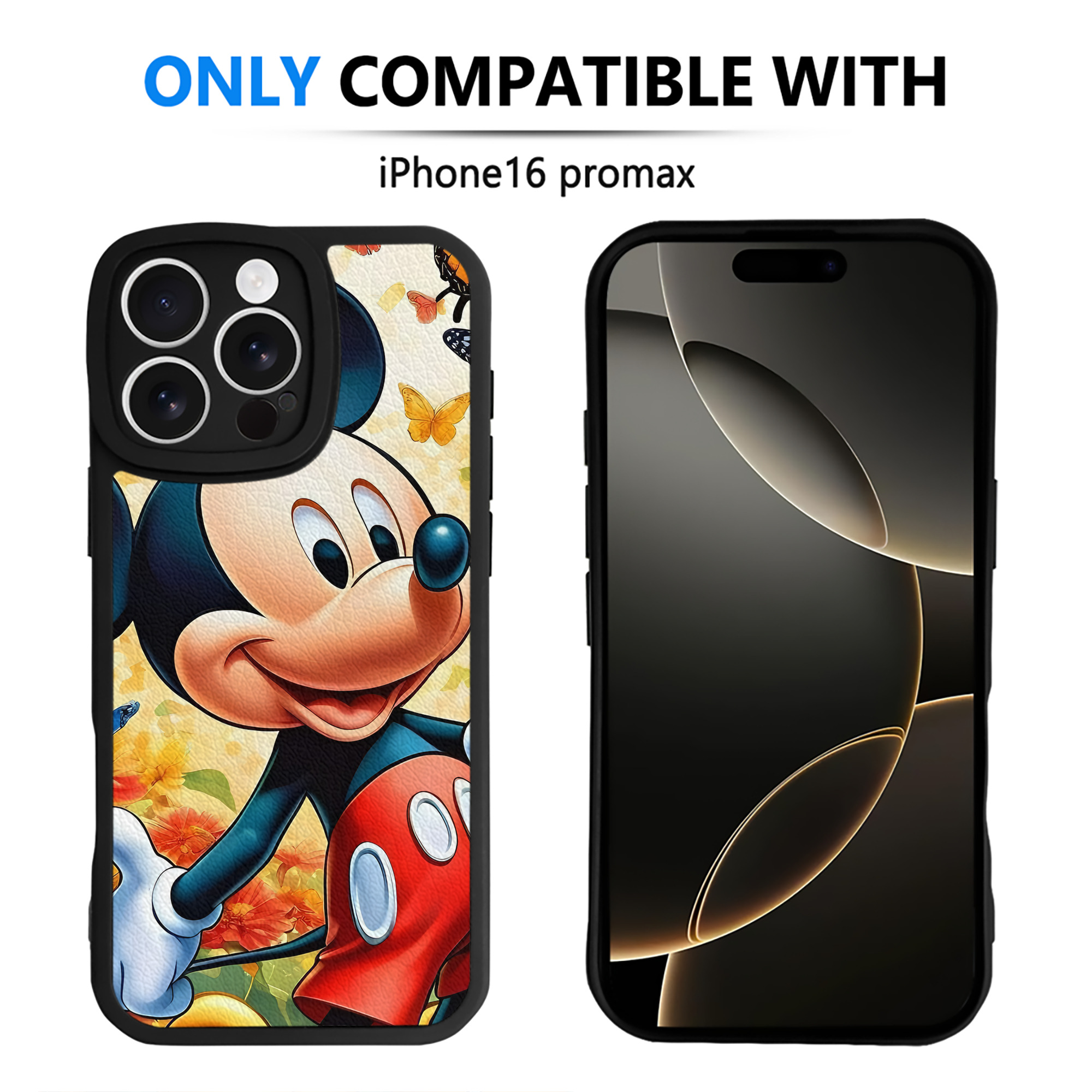 （画像用） ミッキーマウス Mickey Mouse 【iPhone 16シリーズ対応】シリコンスマホケース（レザー調） 材質：シリコン